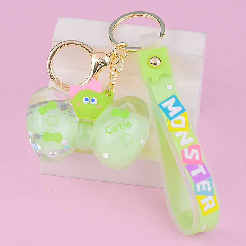 Wholesale PVC Liquid Into The Oil Bow Cartoon Keychain